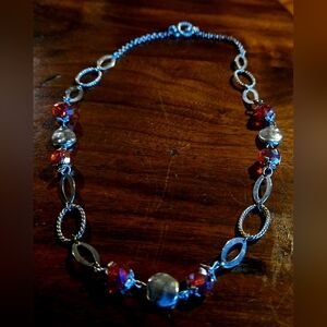 Elegant Silver and Coral Women's Necklace